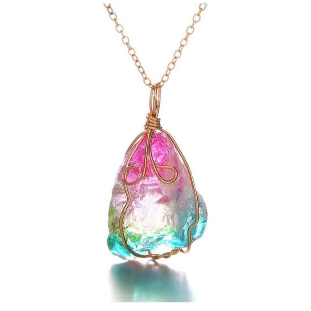Free People Rainbow Quartz Gemstone Necklace